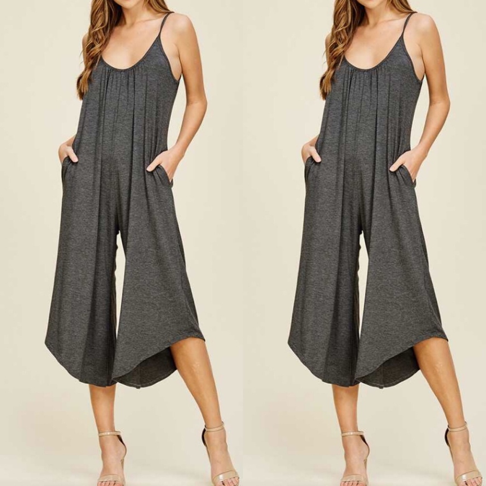 Oversized Spaghetti Strap Pocketed Jumpsuit